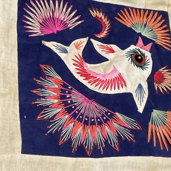 Vtg Bai Jia Bei Chinese Quilt Wall Hanging One Hundred Families Double Sided 3D - Picture 10 of 16